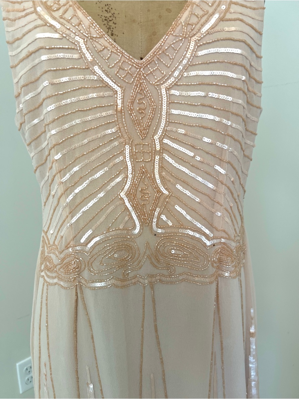 Maya Blush-Beige Sequin Embellished Mini Dress - Picture 3 of 8